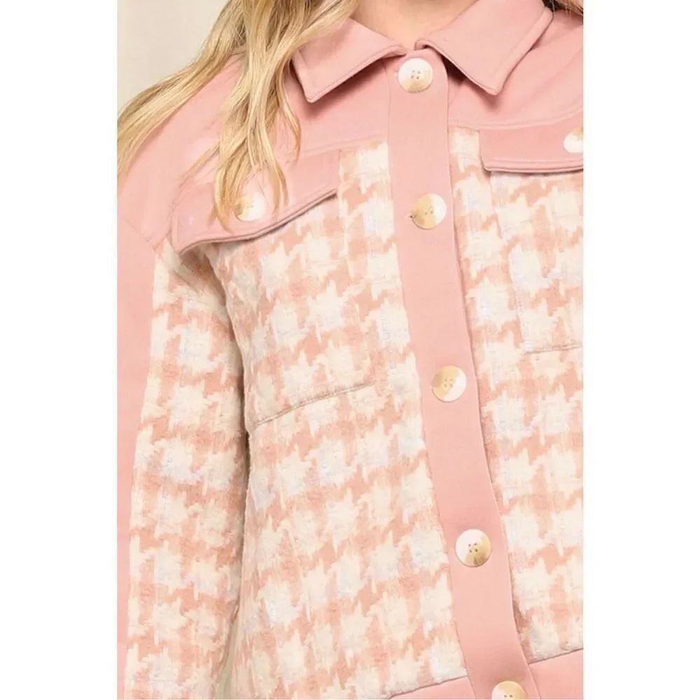 Pink houndstooth shacket - Picture 6 of 12